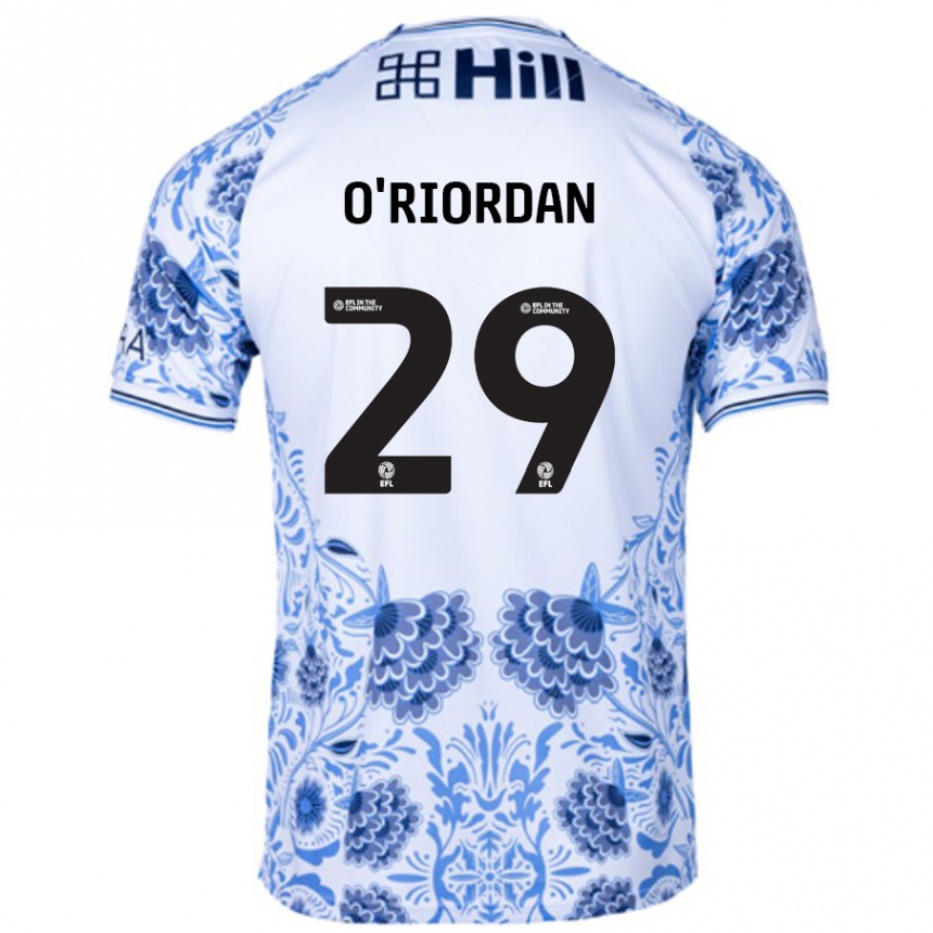 Kinder Fußball Connor O'riordan #29 Weiß Blau Auswärtstrikot Trikot 2024/25 T-Shirt Luxemburg