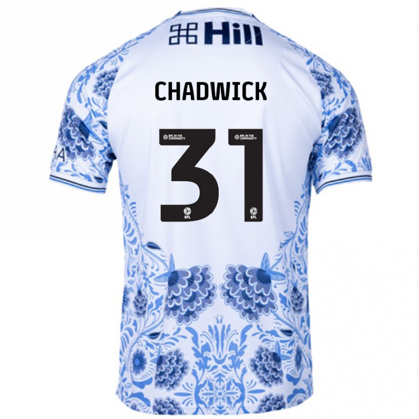 Kinder Fußball Louis Chadwick #31 Weiß Blau Auswärtstrikot Trikot 2024/25 T-Shirt Luxemburg