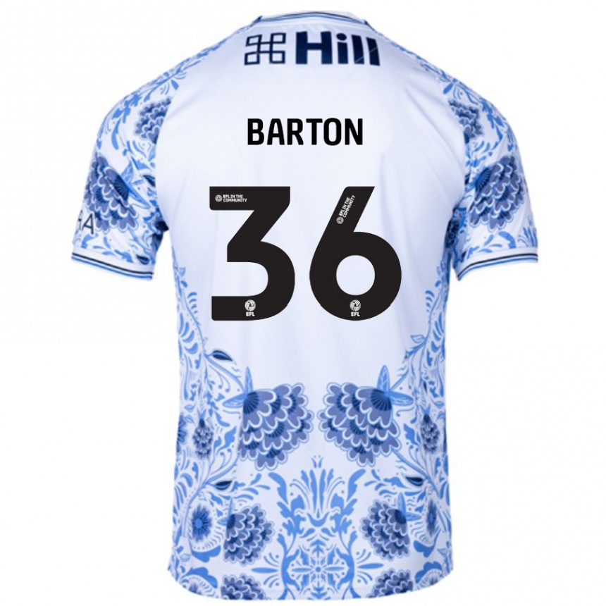 Kinder Fußball Dan Barton #36 Weiß Blau Auswärtstrikot Trikot 2024/25 T-Shirt Luxemburg