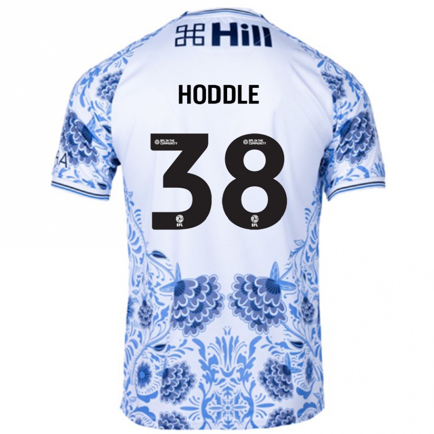 Kinder Fußball George Hoddle #38 Weiß Blau Auswärtstrikot Trikot 2024/25 T-Shirt Luxemburg