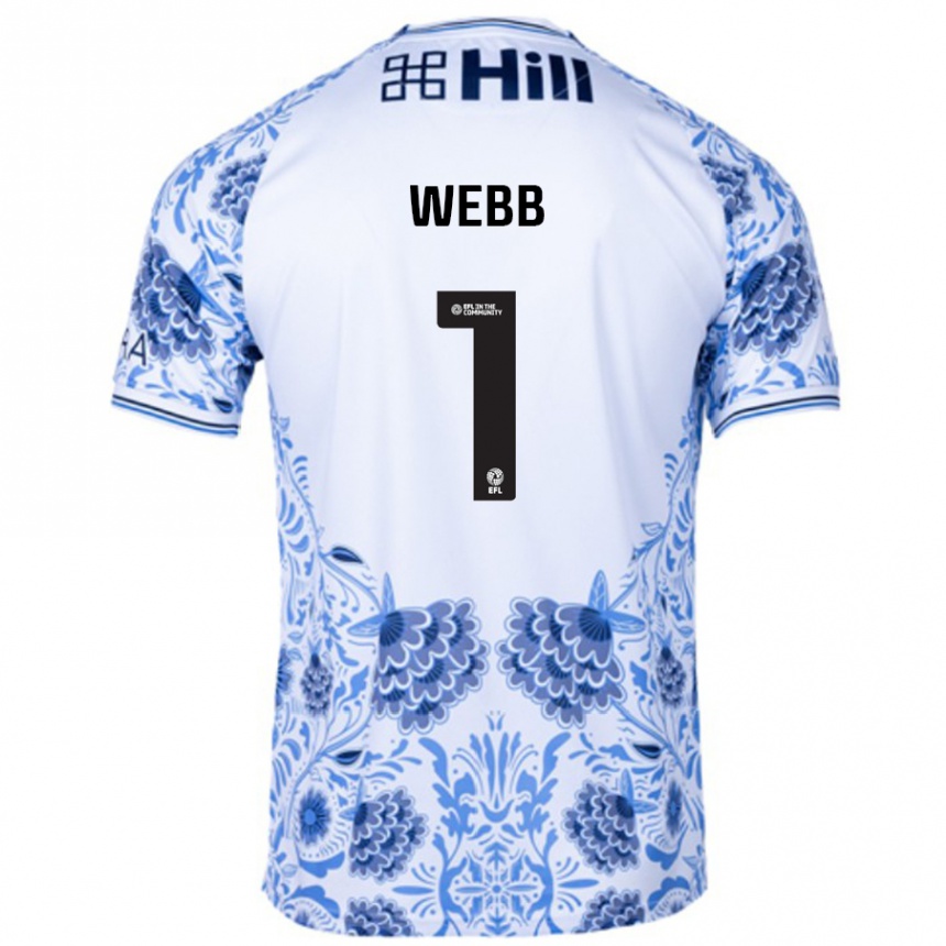 Kinder Fußball Lauren Webb #1 Weiß Blau Auswärtstrikot Trikot 2024/25 T-Shirt Luxemburg