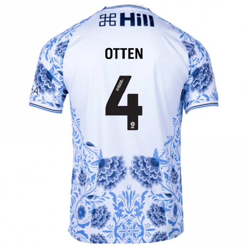 Kinder Fußball Gisela Otten #4 Weiß Blau Auswärtstrikot Trikot 2024/25 T-Shirt Luxemburg