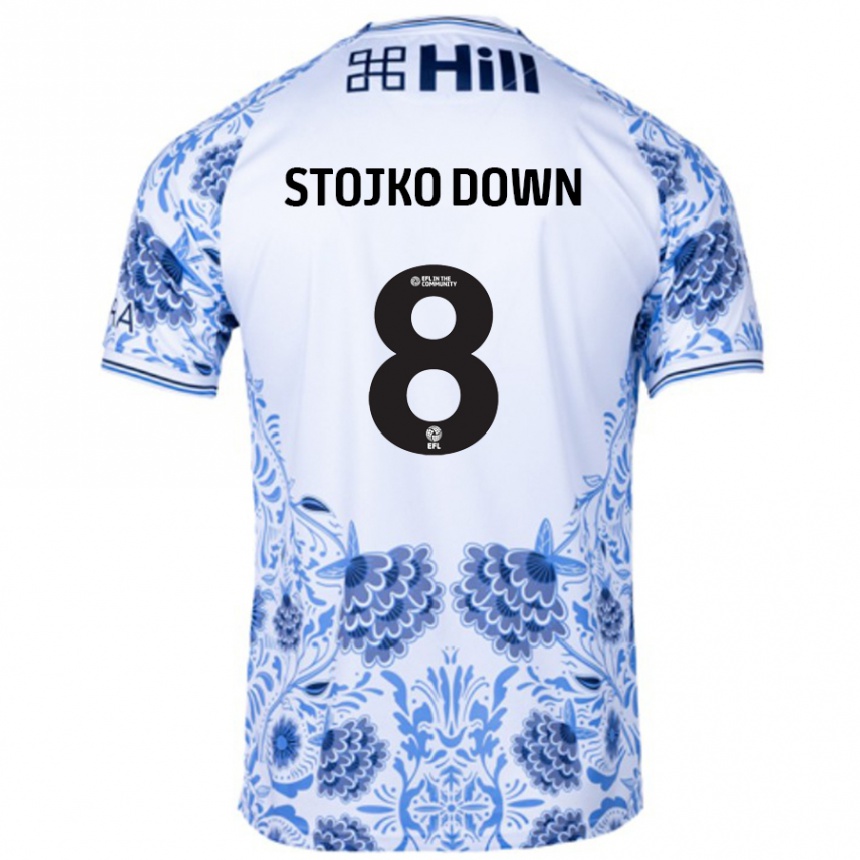 Kinder Fußball Alysha Stojko-Down #8 Weiß Blau Auswärtstrikot Trikot 2024/25 T-Shirt Luxemburg