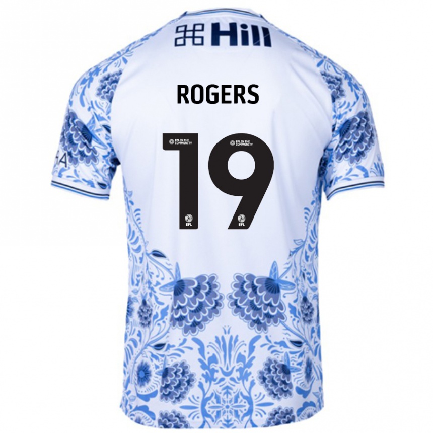 Kinder Fußball Beatrice Rogers #19 Weiß Blau Auswärtstrikot Trikot 2024/25 T-Shirt Luxemburg