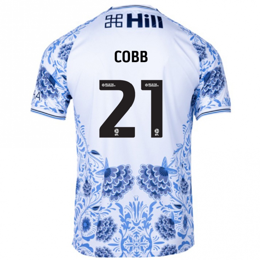 Kinder Fußball Serena Cobb #21 Weiß Blau Auswärtstrikot Trikot 2024/25 T-Shirt Luxemburg