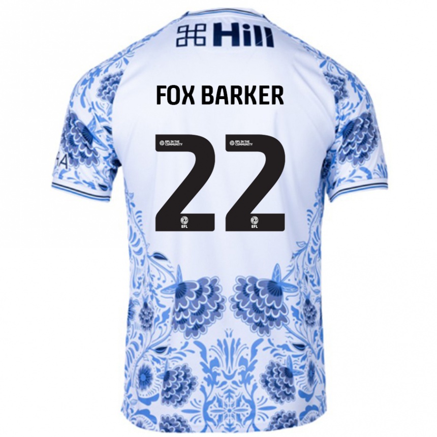 Kinder Fußball Mistie Fox-Barker #22 Weiß Blau Auswärtstrikot Trikot 2024/25 T-Shirt Luxemburg