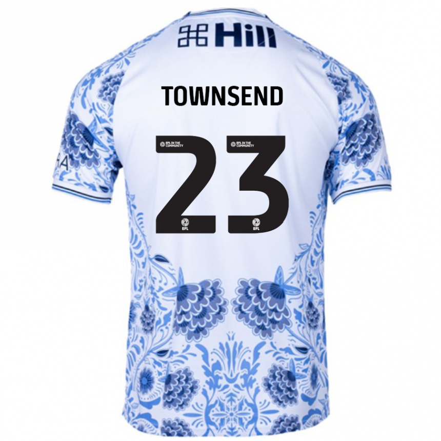 Kinder Fußball Eleanor Townsend #23 Weiß Blau Auswärtstrikot Trikot 2024/25 T-Shirt Luxemburg