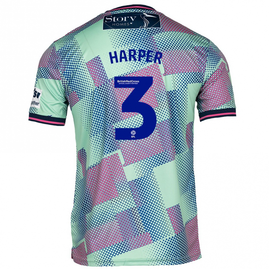 Kinder Fußball Cameron Harper #3 Grün Auswärtstrikot Trikot 2024/25 T-Shirt Luxemburg