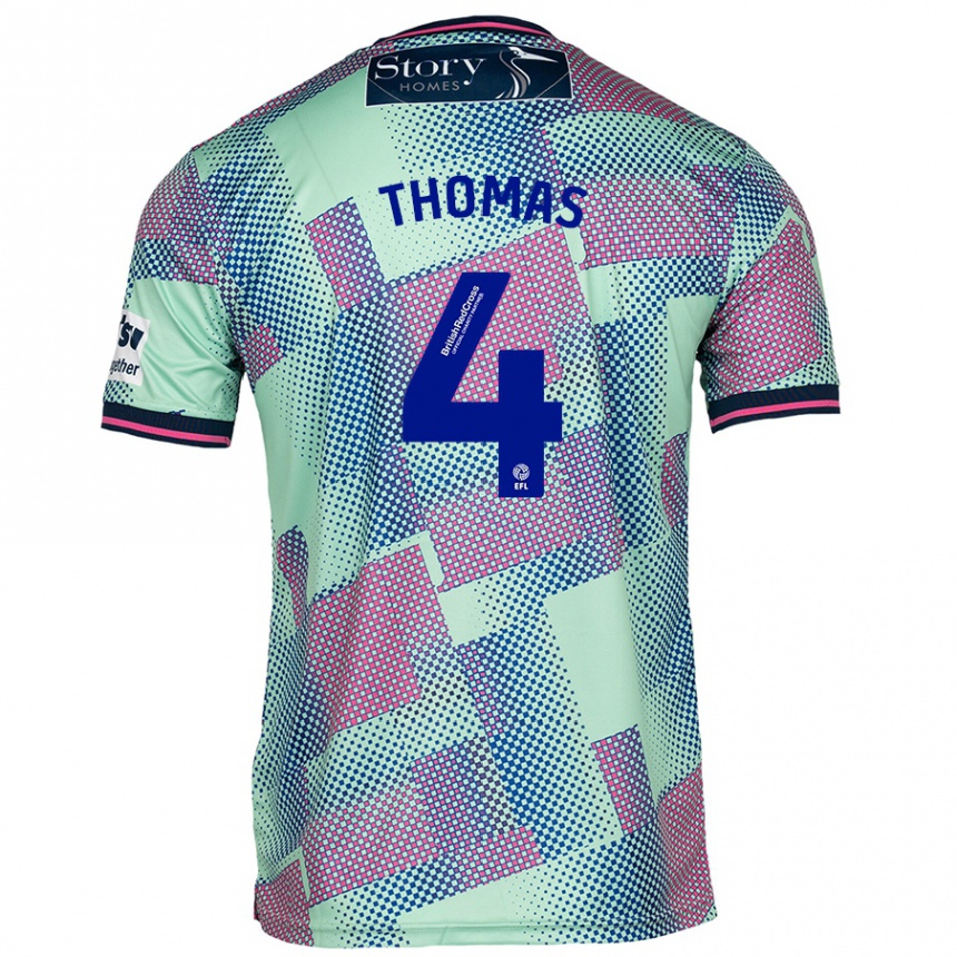 Kinder Fußball Terell Thomas #4 Grün Auswärtstrikot Trikot 2024/25 T-Shirt Luxemburg