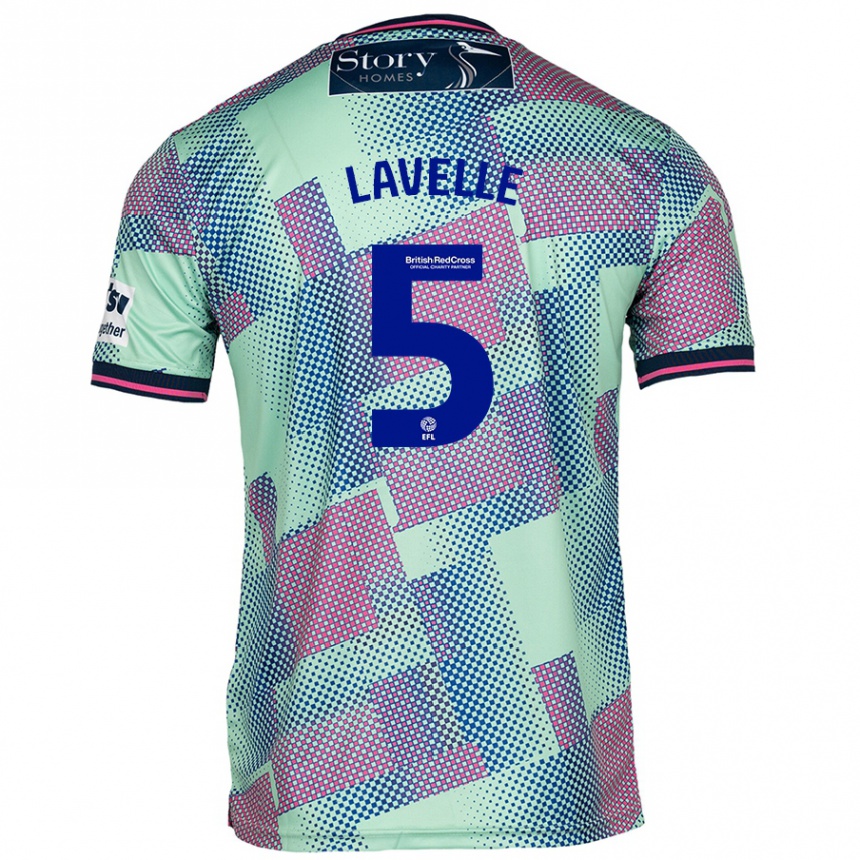 Kinder Fußball Sam Lavelle #5 Grün Auswärtstrikot Trikot 2024/25 T-Shirt Luxemburg