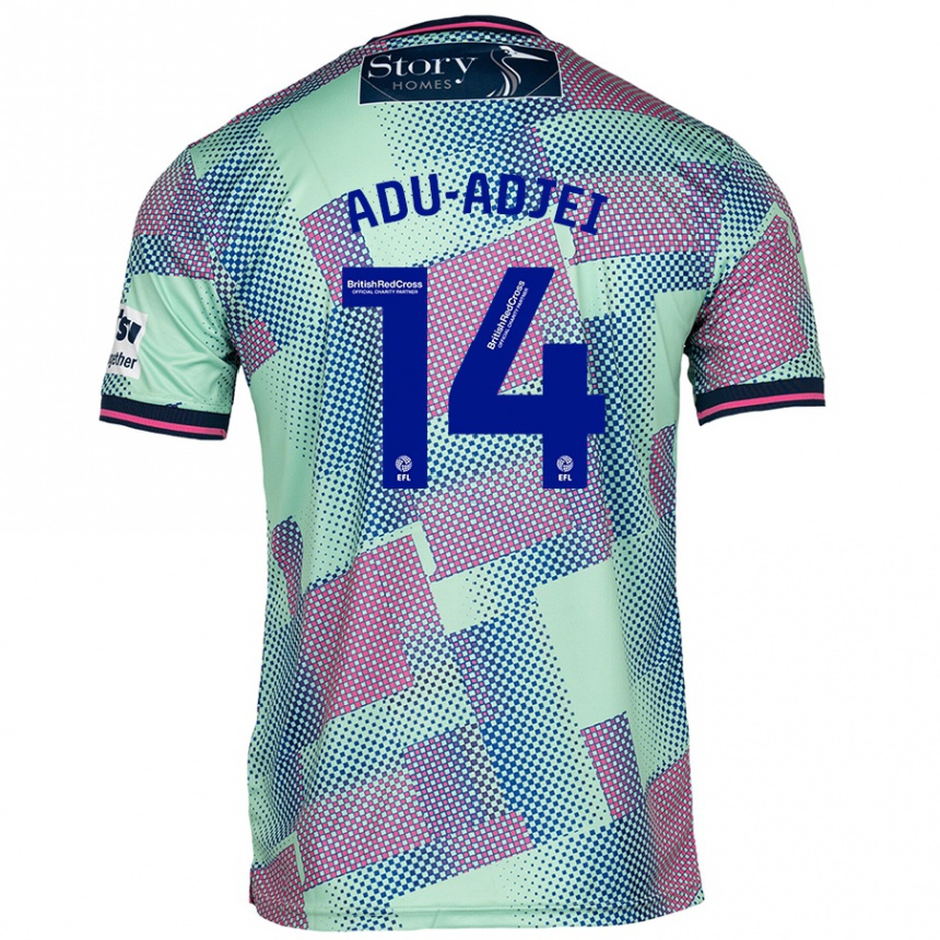 Kinder Fußball Daniel Adu-Adjei #14 Grün Auswärtstrikot Trikot 2024/25 T-Shirt Luxemburg