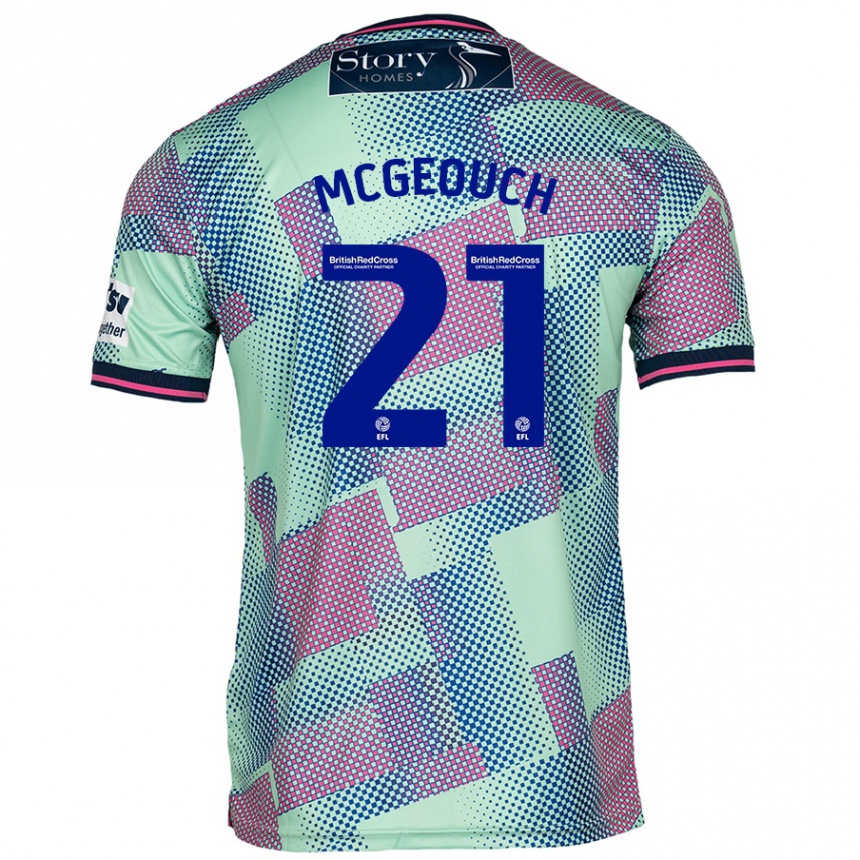 Kinder Fußball Dylan Mcgeouch #21 Grün Auswärtstrikot Trikot 2024/25 T-Shirt Luxemburg