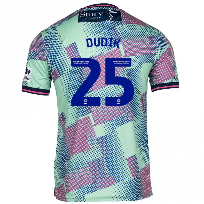 Kinder Fußball Anton Dudik #25 Grün Auswärtstrikot Trikot 2024/25 T-Shirt Luxemburg