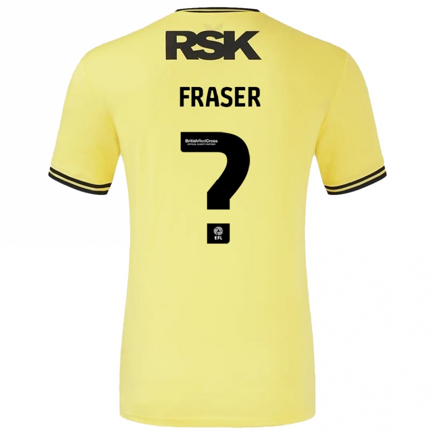 Kinder Fußball Scott Fraser #0 Gelb Schwarz Auswärtstrikot Trikot 2024/25 T-Shirt Luxemburg