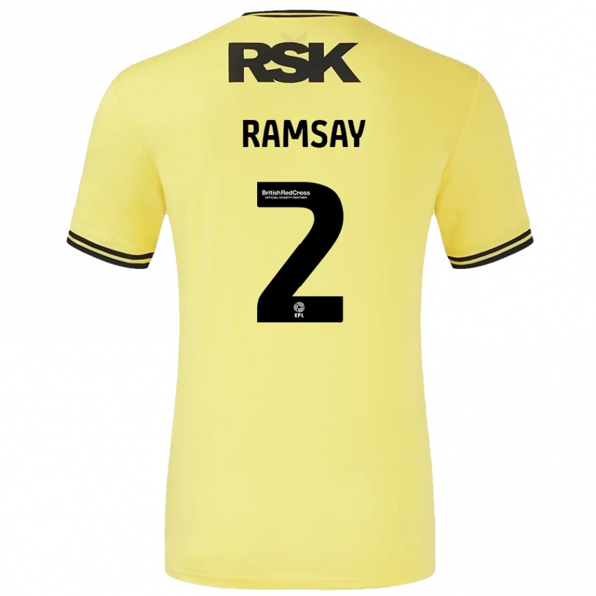 Kinder Fußball Kayne Ramsay #2 Gelb Schwarz Auswärtstrikot Trikot 2024/25 T-Shirt Luxemburg