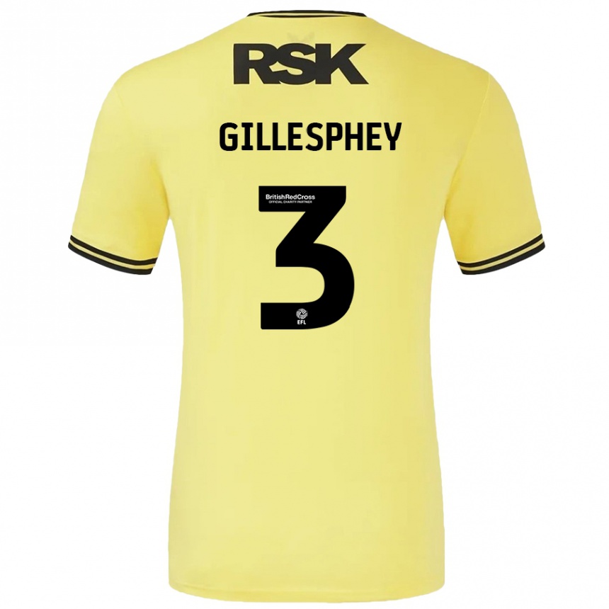 Kinder Fußball Macaulay Gillesphey #3 Gelb Schwarz Auswärtstrikot Trikot 2024/25 T-Shirt Luxemburg