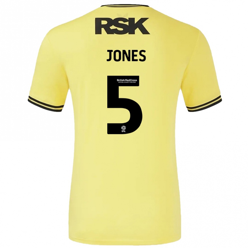 Kinder Fußball Lloyd Jones #5 Gelb Schwarz Auswärtstrikot Trikot 2024/25 T-Shirt Luxemburg