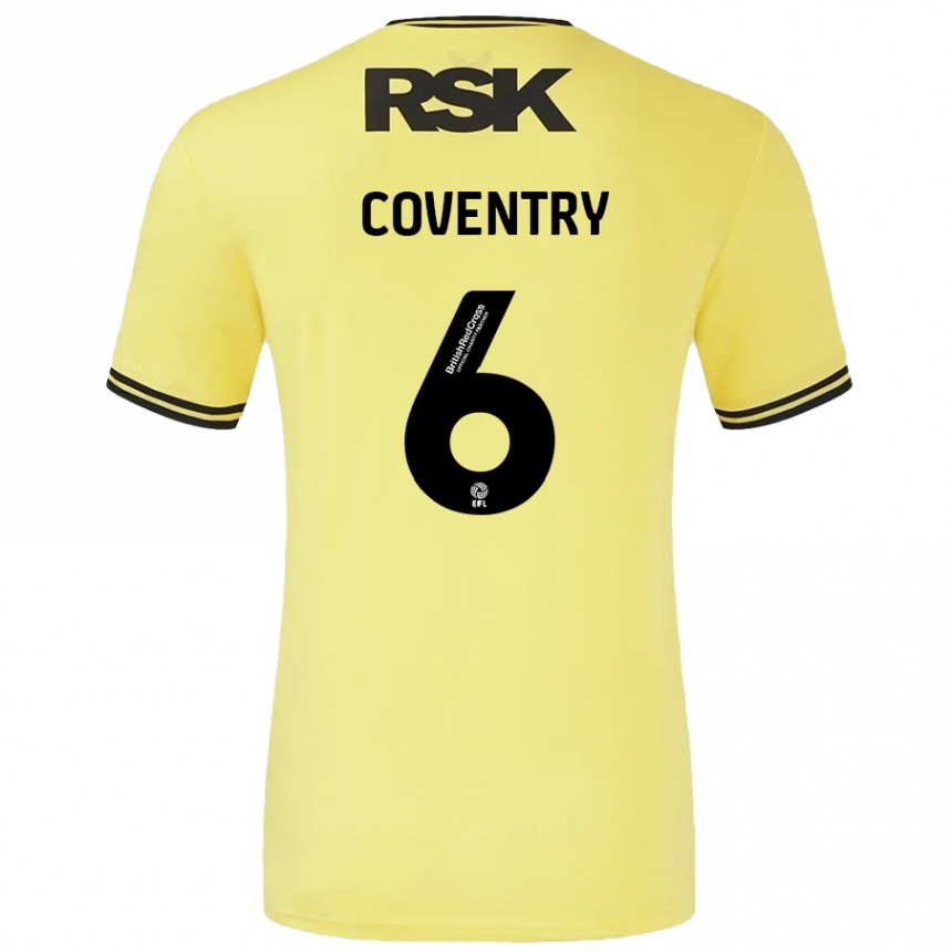 Kinder Fußball Conor Coventry #6 Gelb Schwarz Auswärtstrikot Trikot 2024/25 T-Shirt Luxemburg