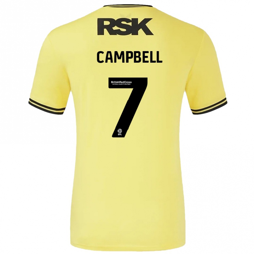 Kinder Fußball Tyreece Campbell #7 Gelb Schwarz Auswärtstrikot Trikot 2024/25 T-Shirt Luxemburg