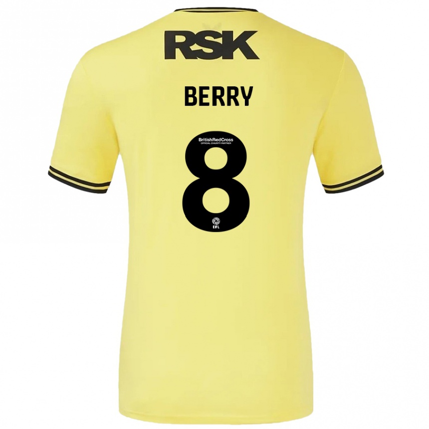 Kinder Fußball Luke Berry #8 Gelb Schwarz Auswärtstrikot Trikot 2024/25 T-Shirt Luxemburg