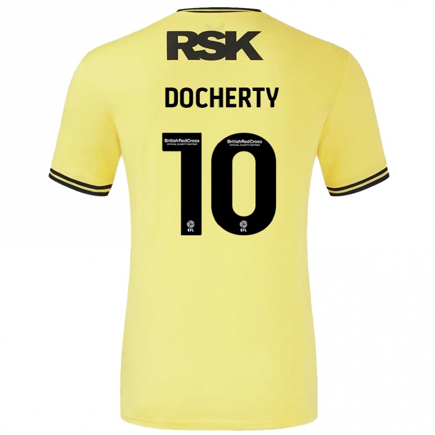 Kinder Fußball Greg Docherty #10 Gelb Schwarz Auswärtstrikot Trikot 2024/25 T-Shirt Luxemburg