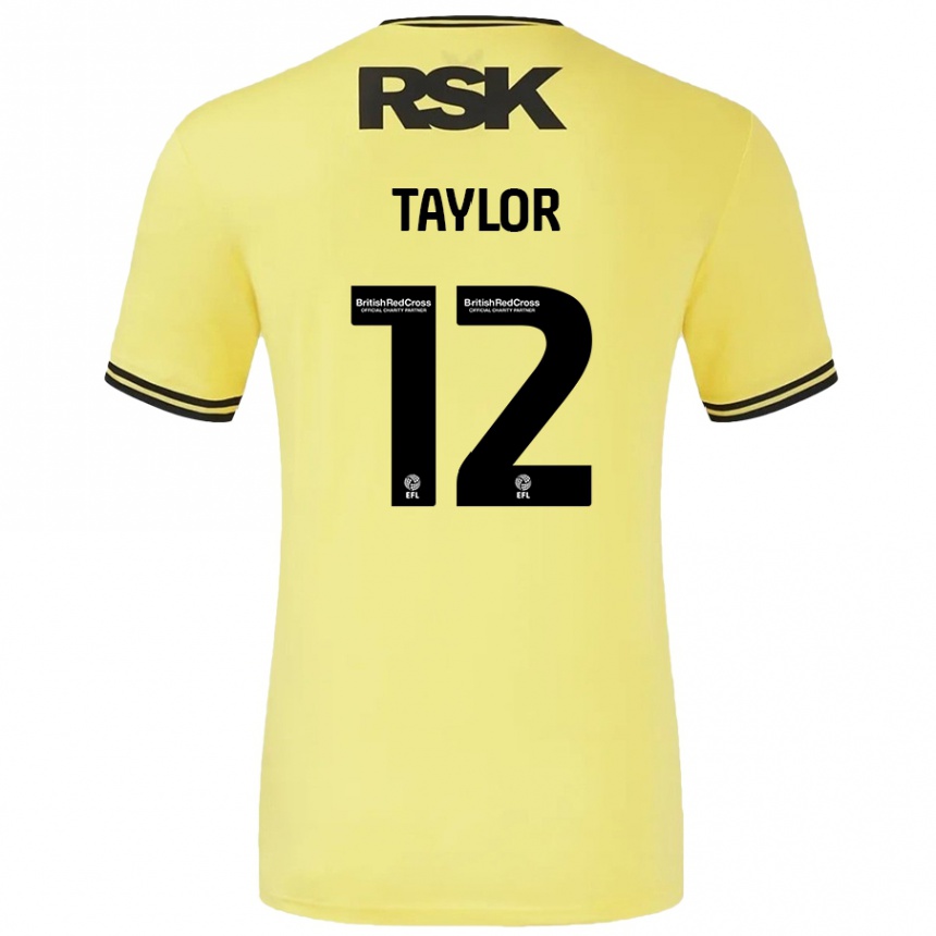 Kinder Fußball Terry Taylor #12 Gelb Schwarz Auswärtstrikot Trikot 2024/25 T-Shirt Luxemburg