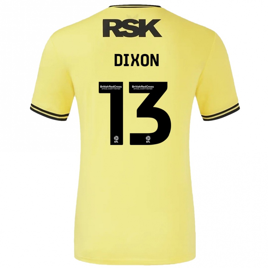 Kinder Fußball Kaheim Dixon #13 Gelb Schwarz Auswärtstrikot Trikot 2024/25 T-Shirt Luxemburg