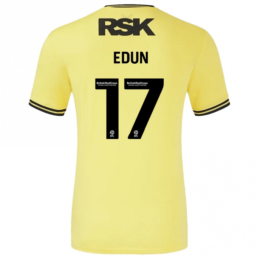 Kinder Fußball Tayo Edun #17 Gelb Schwarz Auswärtstrikot Trikot 2024/25 T-Shirt Luxemburg