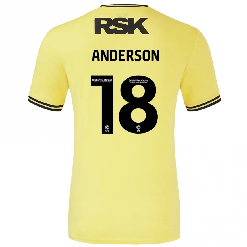 Kinder Fußball Karoy Anderson #18 Gelb Schwarz Auswärtstrikot Trikot 2024/25 T-Shirt Luxemburg