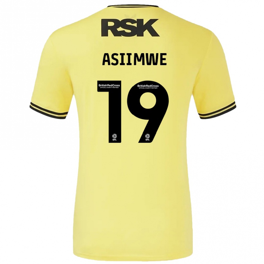 Kinder Fußball Nathan Asiimwe #19 Gelb Schwarz Auswärtstrikot Trikot 2024/25 T-Shirt Luxemburg