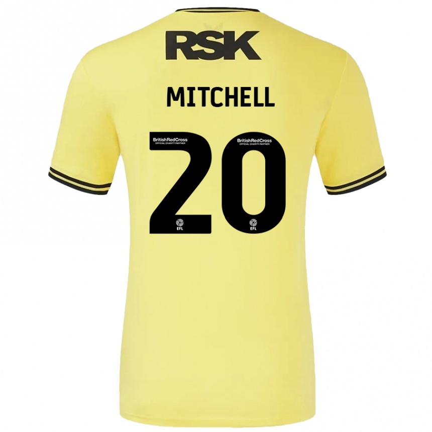 Kinder Fußball Zach Mitchell #20 Gelb Schwarz Auswärtstrikot Trikot 2024/25 T-Shirt Luxemburg