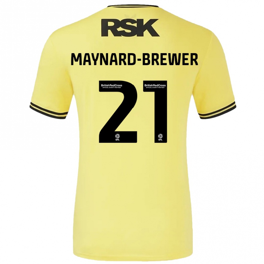 Kinder Fußball Ashley Maynard-Brewer #21 Gelb Schwarz Auswärtstrikot Trikot 2024/25 T-Shirt Luxemburg