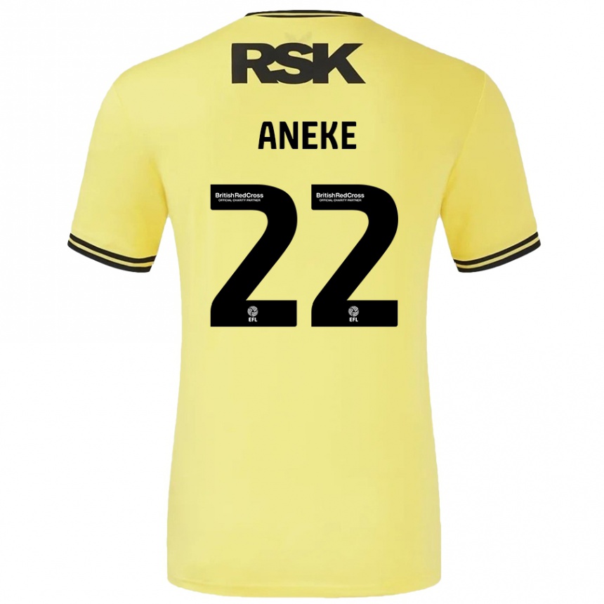 Kinder Fußball Chuks Aneke #22 Gelb Schwarz Auswärtstrikot Trikot 2024/25 T-Shirt Luxemburg