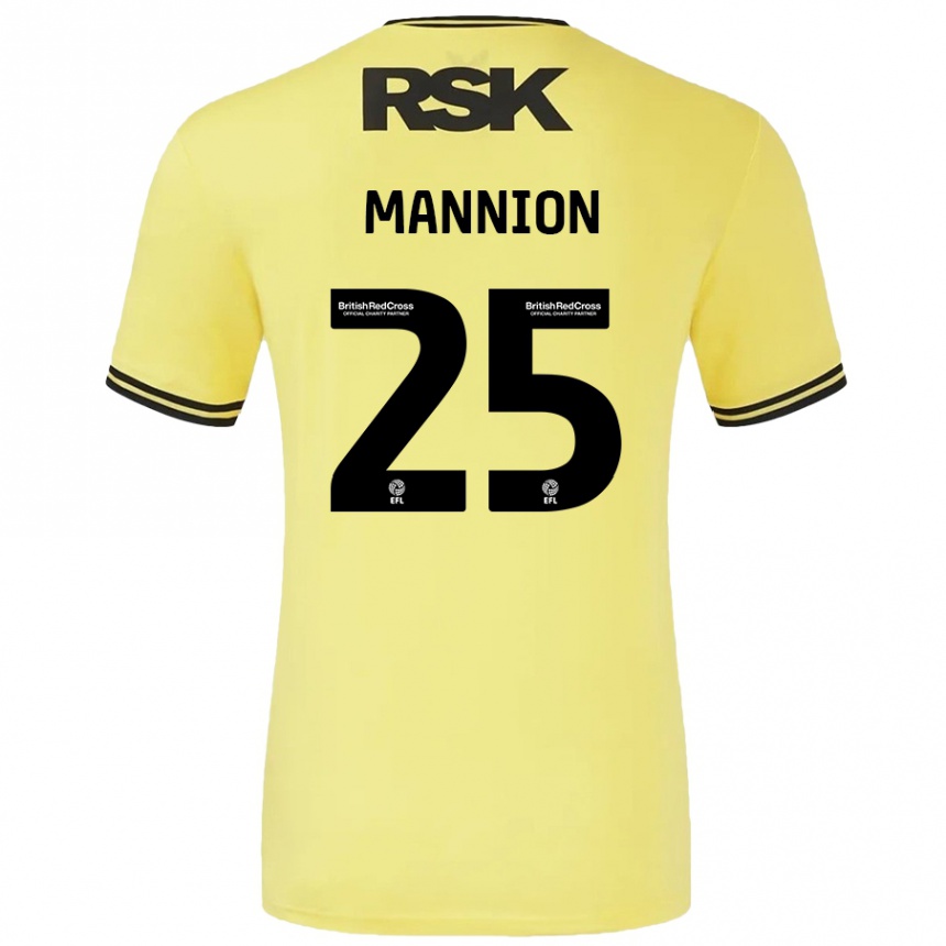 Kinder Fußball Will Mannion #25 Gelb Schwarz Auswärtstrikot Trikot 2024/25 T-Shirt Luxemburg