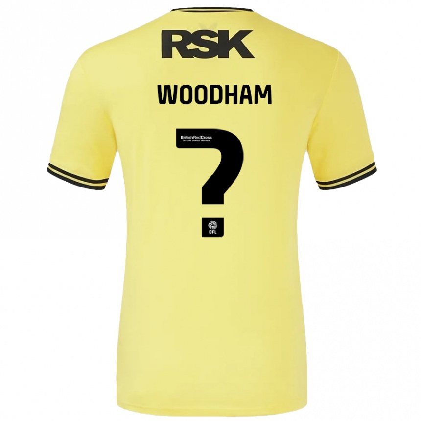 Kinder Fußball Finley Woodham #0 Gelb Schwarz Auswärtstrikot Trikot 2024/25 T-Shirt Luxemburg