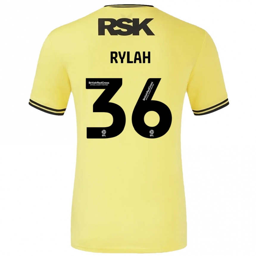 Kinder Fußball Henry Rylah #36 Gelb Schwarz Auswärtstrikot Trikot 2024/25 T-Shirt Luxemburg