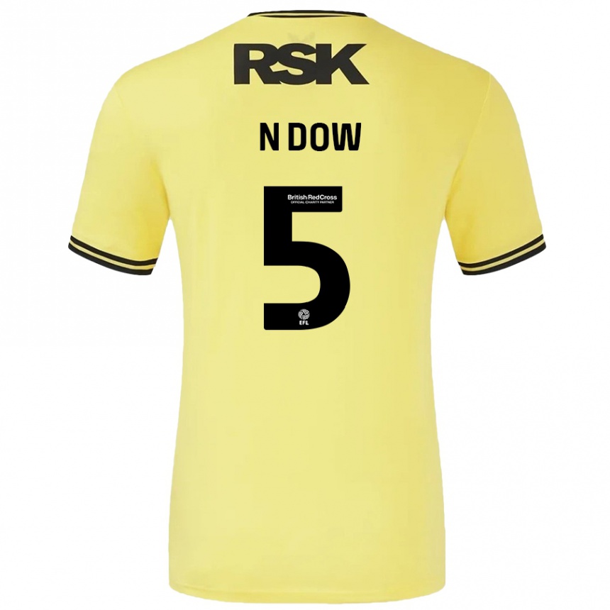 Kinder Fußball Elisha N'dow #5 Gelb Schwarz Auswärtstrikot Trikot 2024/25 T-Shirt Luxemburg