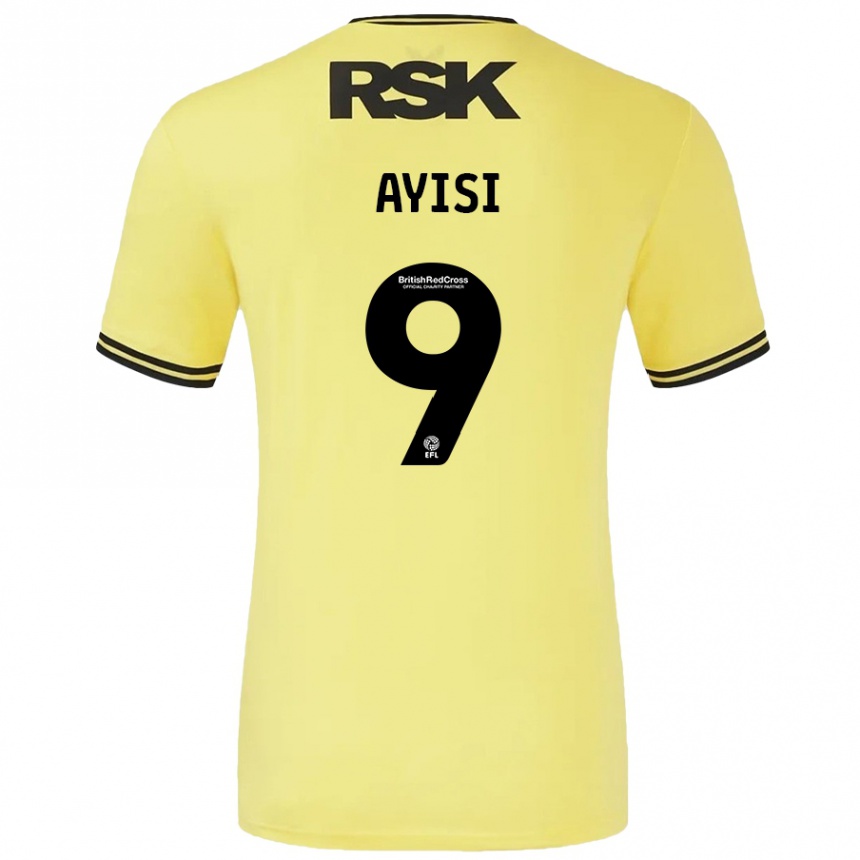 Kinder Fußball Freda Ayisi #9 Gelb Schwarz Auswärtstrikot Trikot 2024/25 T-Shirt Luxemburg