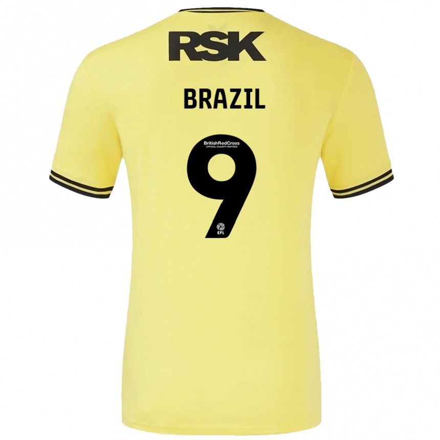 Kinder Fußball Ellie Brazil #9 Gelb Schwarz Auswärtstrikot Trikot 2024/25 T-Shirt Luxemburg