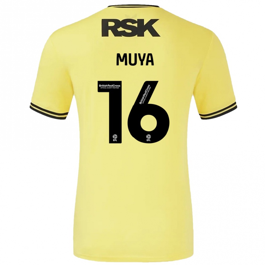 Kinder Fußball Karin Muya #16 Gelb Schwarz Auswärtstrikot Trikot 2024/25 T-Shirt Luxemburg