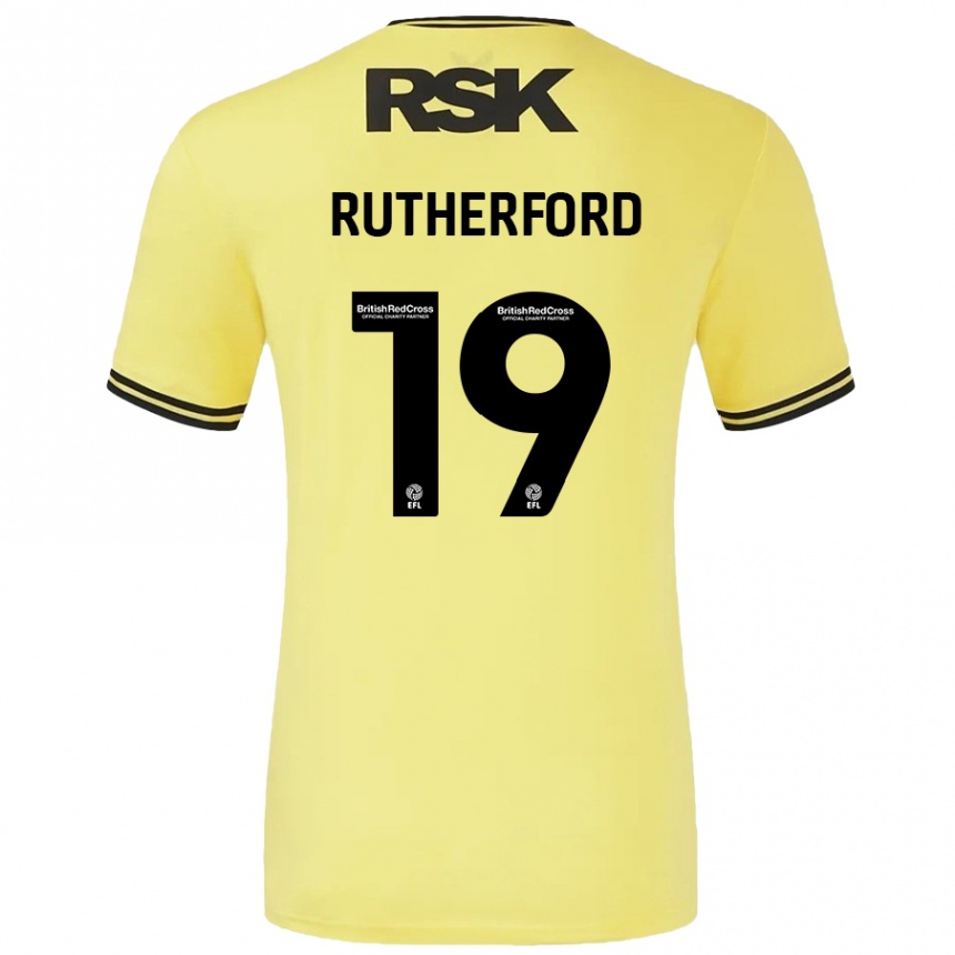 Kinder Fußball Ella Rutherford #19 Gelb Schwarz Auswärtstrikot Trikot 2024/25 T-Shirt Luxemburg