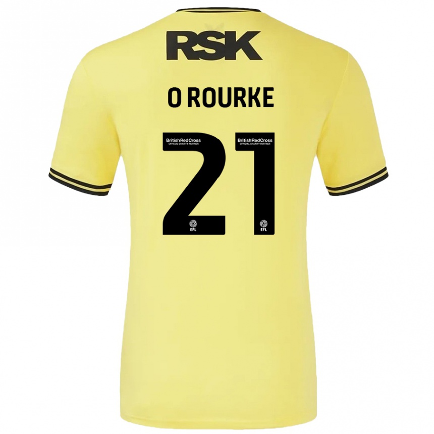 Kinder Fußball Sophie O'rourke #21 Gelb Schwarz Auswärtstrikot Trikot 2024/25 T-Shirt Luxemburg