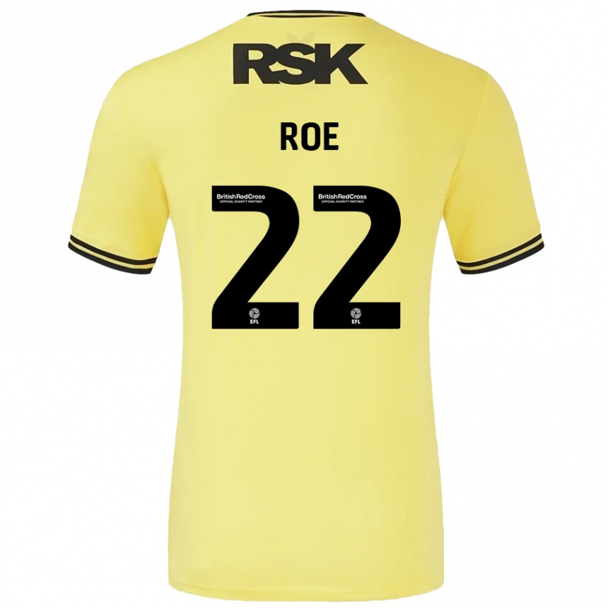 Kinder Fußball Bethan Roe #22 Gelb Schwarz Auswärtstrikot Trikot 2024/25 T-Shirt Luxemburg