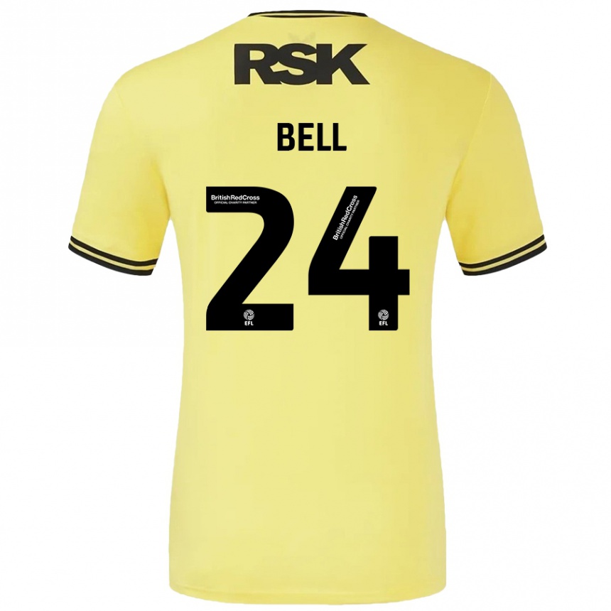 Kinder Fußball Taylor Bell #24 Gelb Schwarz Auswärtstrikot Trikot 2024/25 T-Shirt Luxemburg