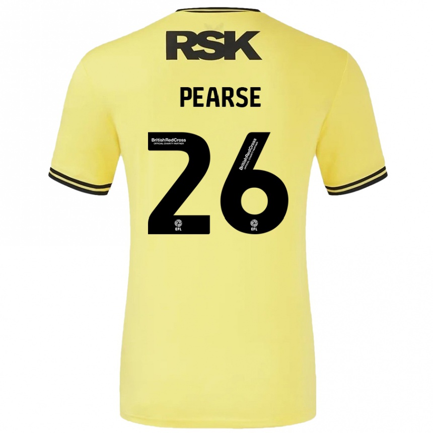 Kinder Fußball Gracie Pearse #26 Gelb Schwarz Auswärtstrikot Trikot 2024/25 T-Shirt Luxemburg