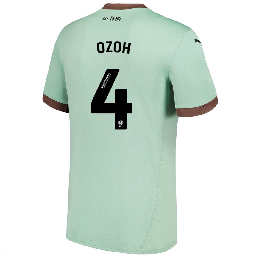 Kinder Fußball David Ozoh #4 Blassgrün Auswärtstrikot Trikot 2024/25 T-Shirt Luxemburg