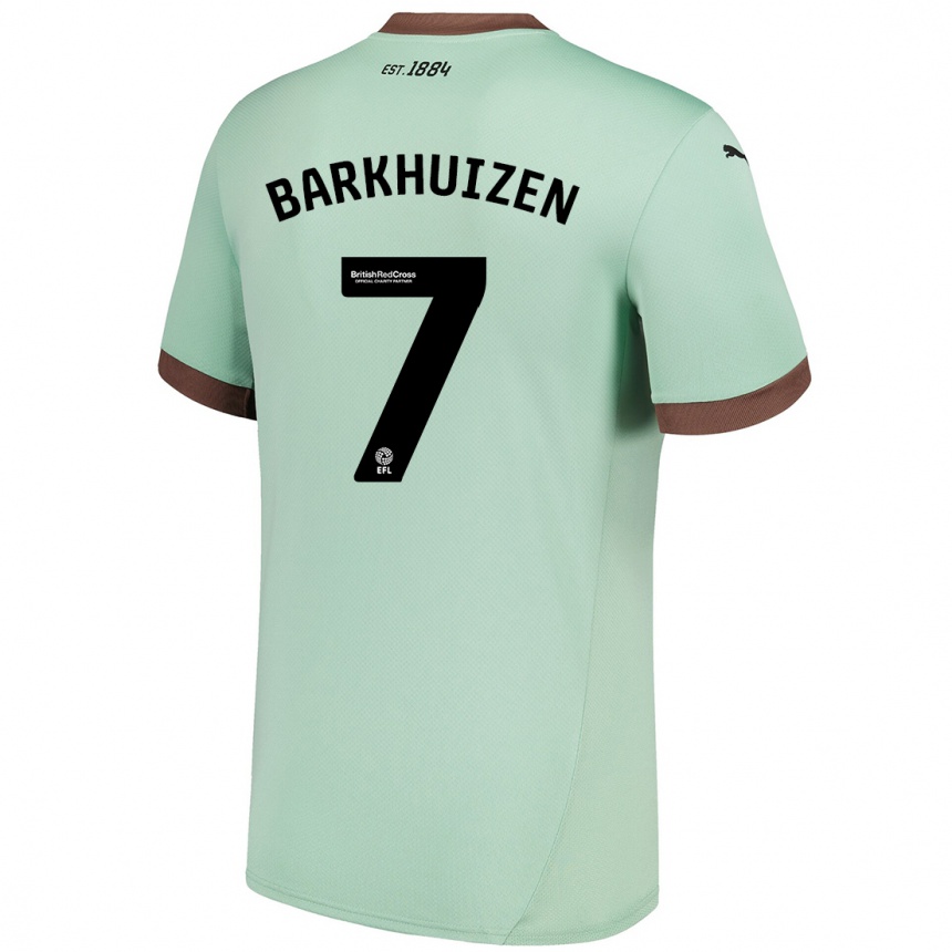 Kinder Fußball Tom Barkhuizen #7 Blassgrün Auswärtstrikot Trikot 2024/25 T-Shirt Luxemburg