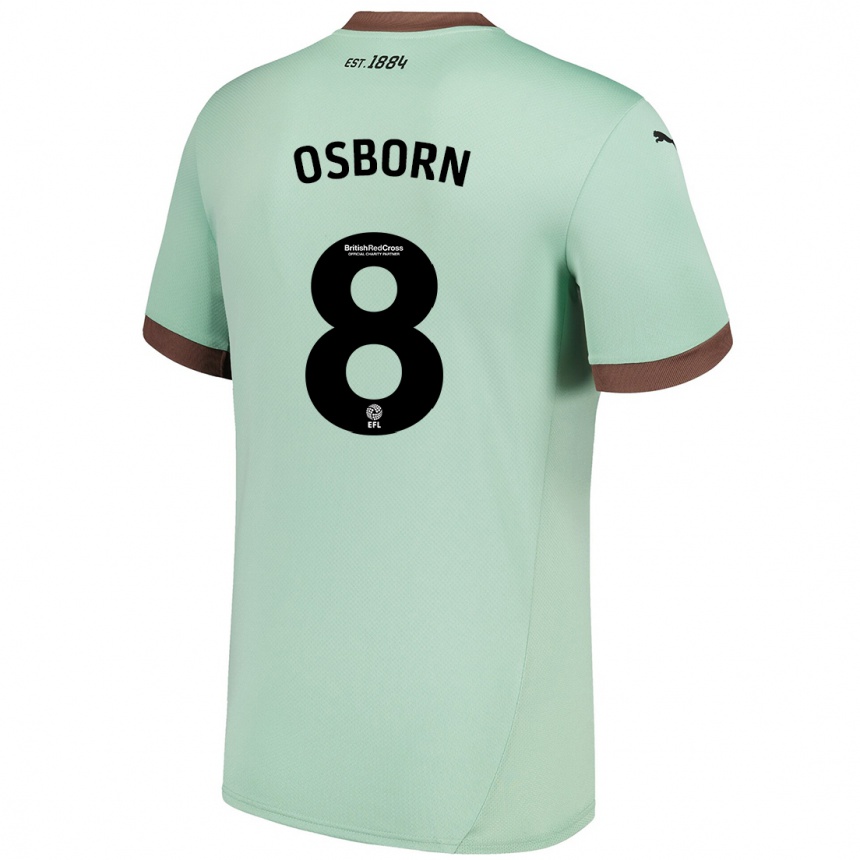 Kinder Fußball Ben Osborn #8 Blassgrün Auswärtstrikot Trikot 2024/25 T-Shirt Luxemburg