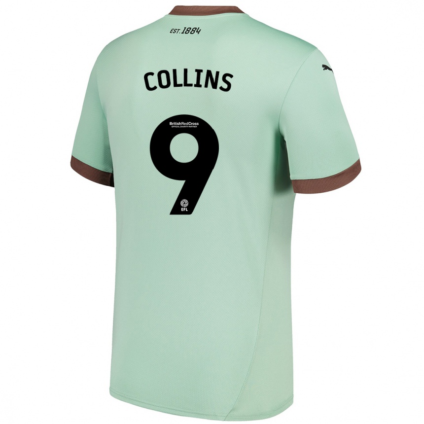 Kinder Fußball James Collins #9 Blassgrün Auswärtstrikot Trikot 2024/25 T-Shirt Luxemburg