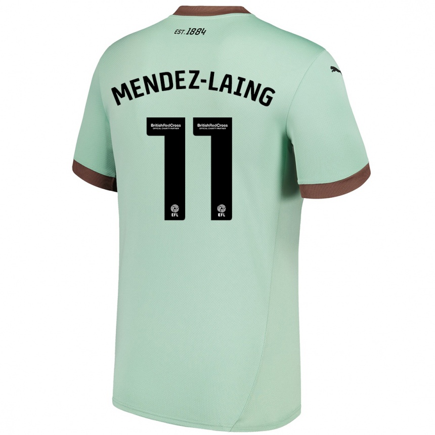 Kinder Fußball Nathaniel Méndez-Laing #11 Blassgrün Auswärtstrikot Trikot 2024/25 T-Shirt Luxemburg